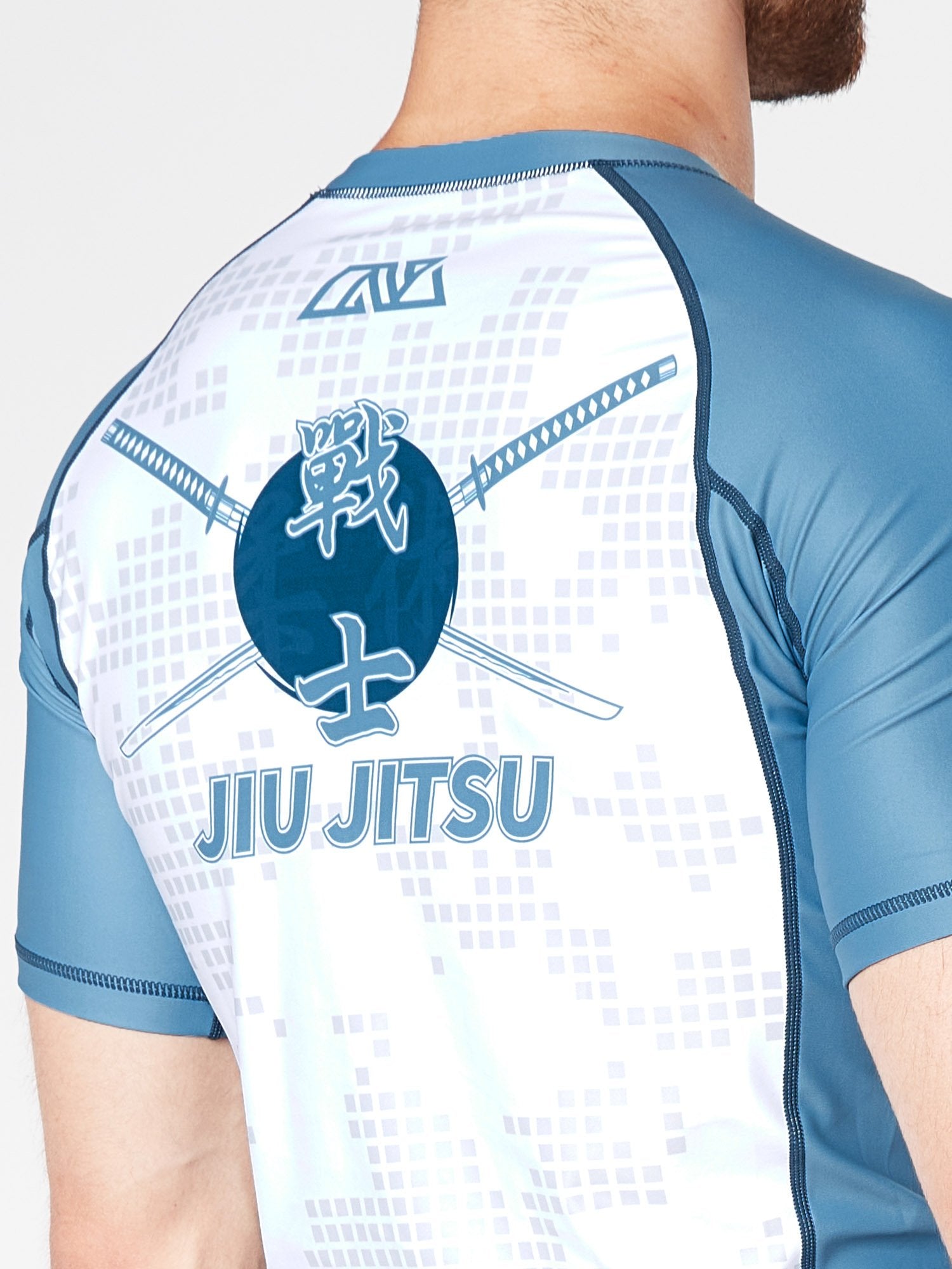 Divine BJJ rashguard for beginners - back view  with a little side view on white background